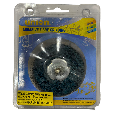 Wheel Abrasive Fibre Grinding With Hex Shank 65mm 4,500 RPM - UNION | Universal Auto Spares