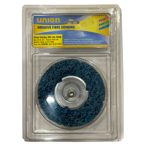 Wheel Abrasive Fibre Grinding With Hex Shank 100mm 4,500 RPM - UNION | Universal Auto Spares