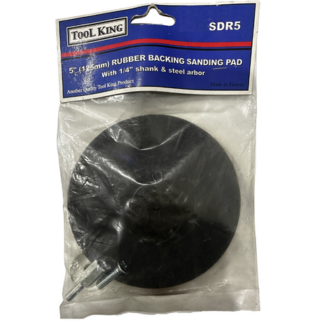 Rubber Backing Sanding Pad 5" With Shank & Steel Arbor 1/4" - Tool King | Universal Auto Spares