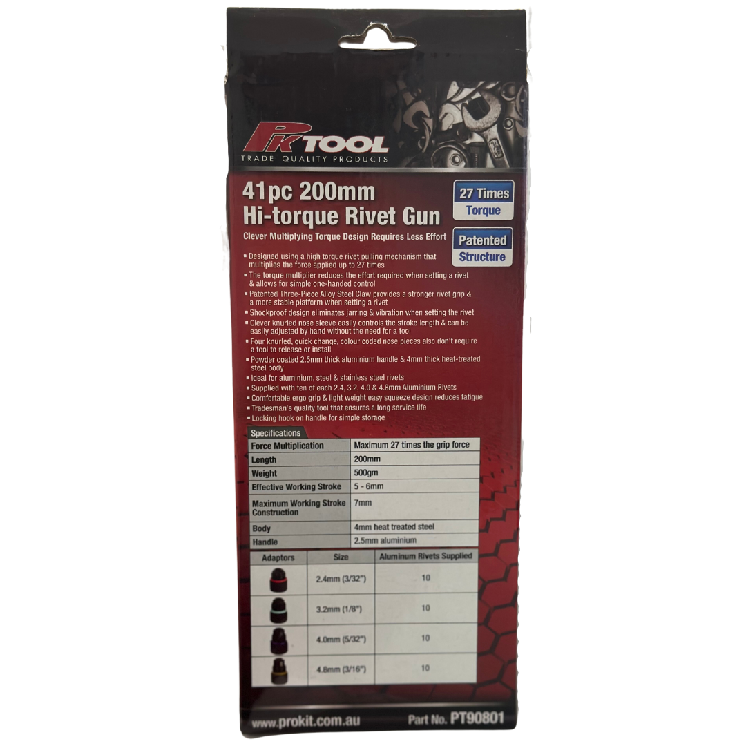 41 Piece 200mm Hi-Torque Rivet Gun Multiplying Design - PKTool
