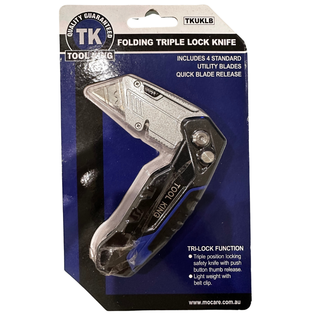 Folding Triple Lock Knife 4 Standard Utility Blades - Tool King