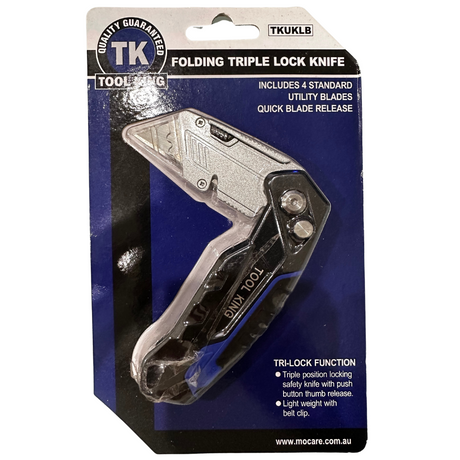Folding Triple Lock Knife 4 Standard Utility Blades - Tool King | Universal Auto Spares
