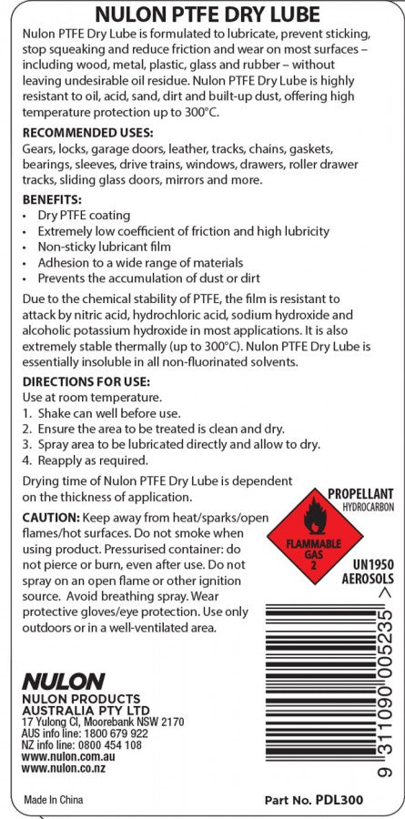 Pro-Strength PTFE Dry Lube 300mL - Nulon