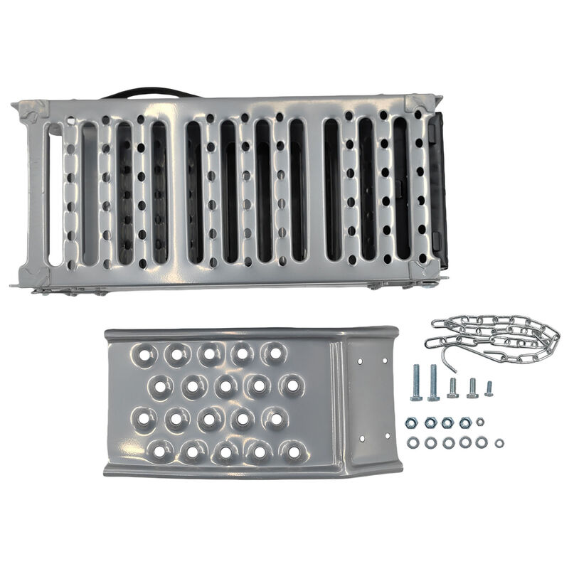 2-In-1 Multi-Use Foldable Steel Car Ramp Grey Sturdy For Loading Or Elevation PEDAL-001 - Machter