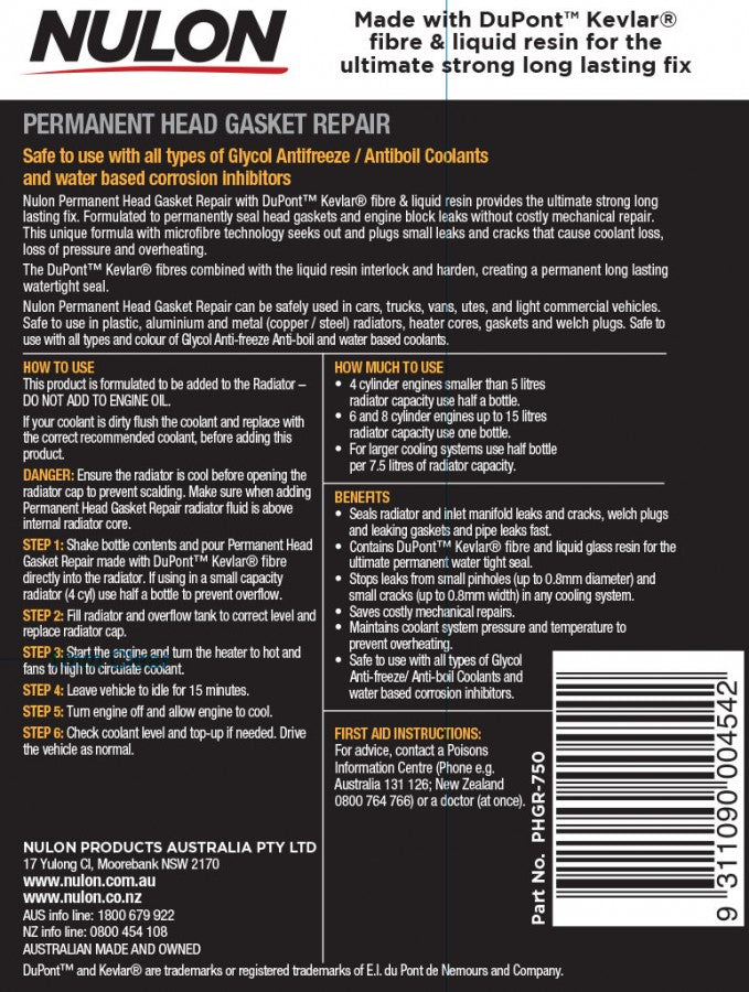 Permanent Head Gasket Repair 750mL - Nulon