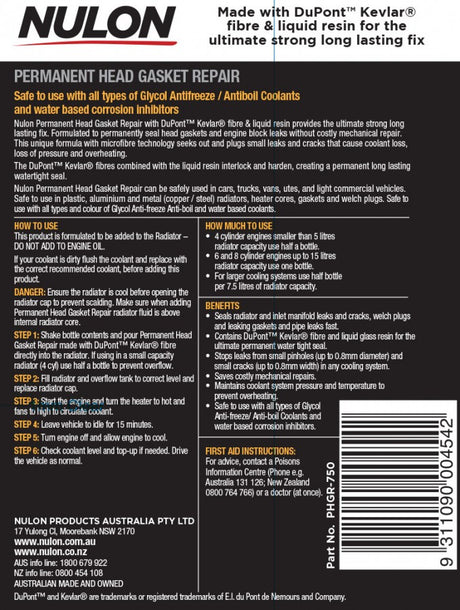Permanent Head Gasket Repair 750mL - Nulon