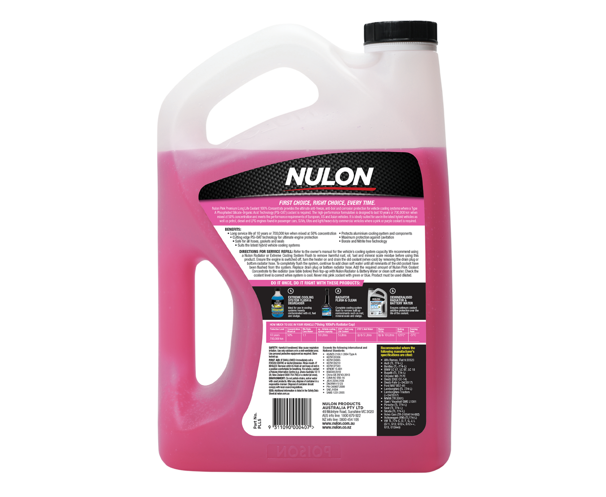 Pink Premium Long Life Coolant 100% Concentrate - Nulon