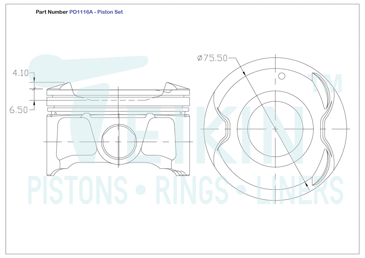 Nissan QR25DE Piston Set PO1116A 020 - Austral