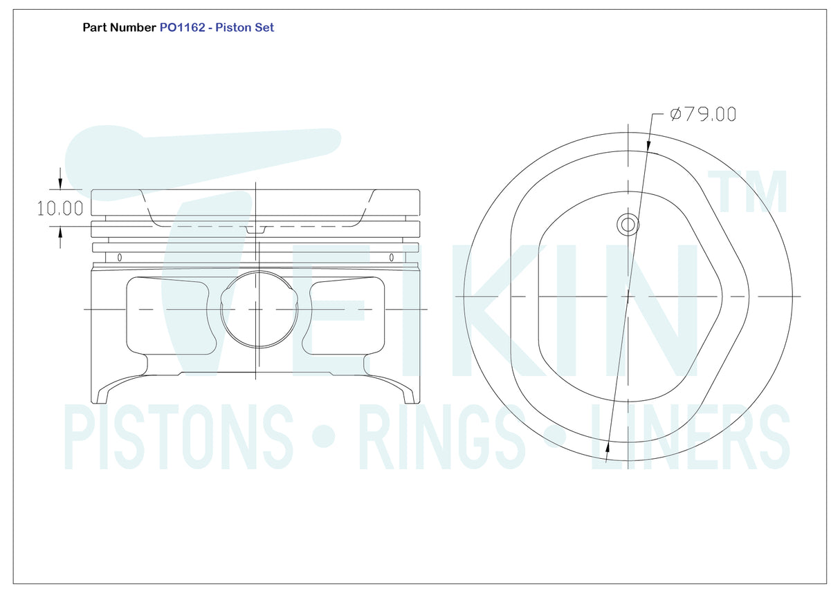 Nissan K25 F/Lift Piston Set PO1162 020 - Austral | Universal Auto Spares