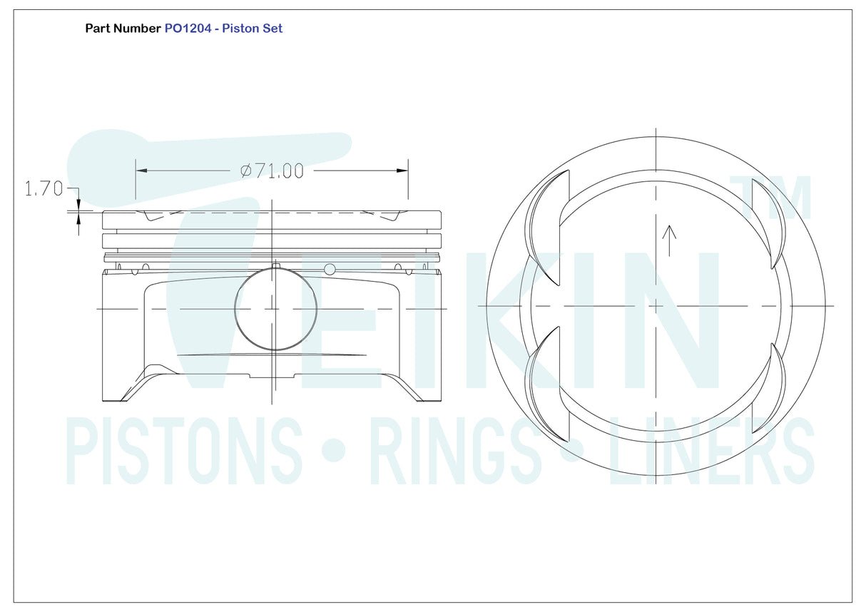 Hyundai G4KE G4KG Piston Set PO1204 020 - Austral | Universal Auto Spares