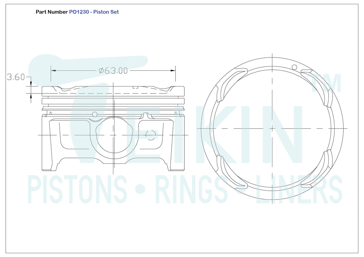 Hyundai G4LC Piston Set PO1230 020 - Austral | Universal Auto Spares
