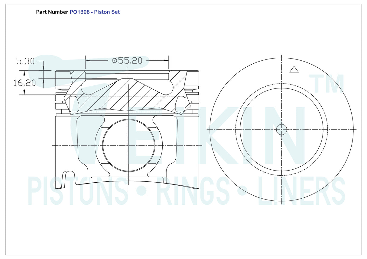 Isuzu 4JJ1TC Piston Set PO1308 STD - Austral | Universal Auto Spares