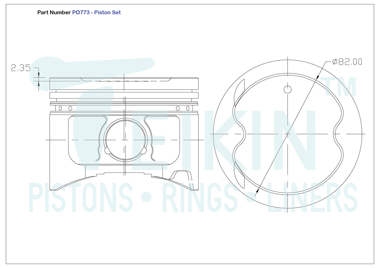 Toyota 1FZFE Piston Set PO773 040 - Austral