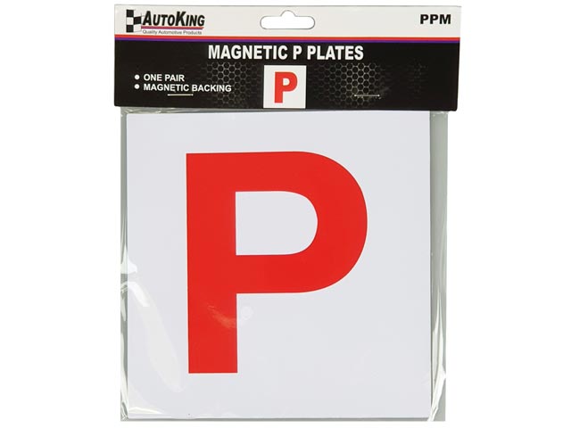 P Plates Magnetic White W/Red P - AUTOKING