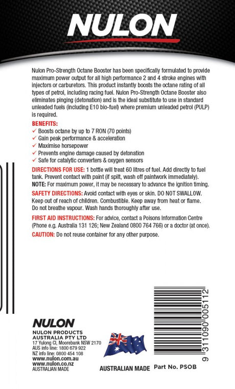 Pro-Strength Octane Booster 500ml - Nulon | Universal Auto Spares