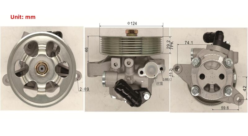 Variable Displacement Power Steering Pump With Pulley Fit For Honda Civic FD 1.8L R18A Engine 02/2006 - 01/2012 56110-RNA-A01 - Machter