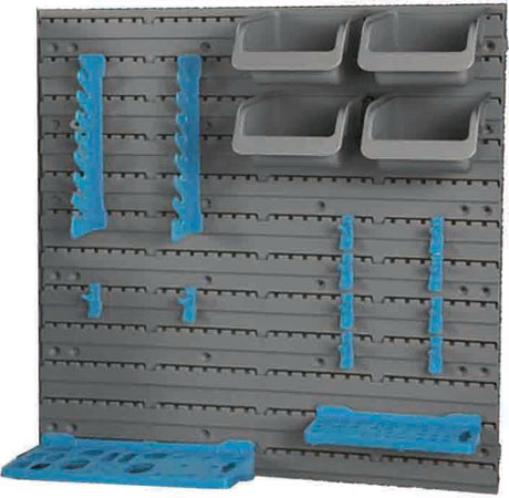 Tool Rack Set 18pc Wall Mounted With Mounting Boards, 4 Parts Boxes & 12 Tool Hooks - PKTool