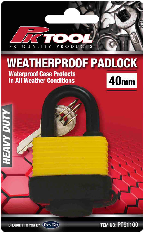 Heavy Duty 40mm Weatherproof Padlock 2 Keys All Weather Design - PKTool