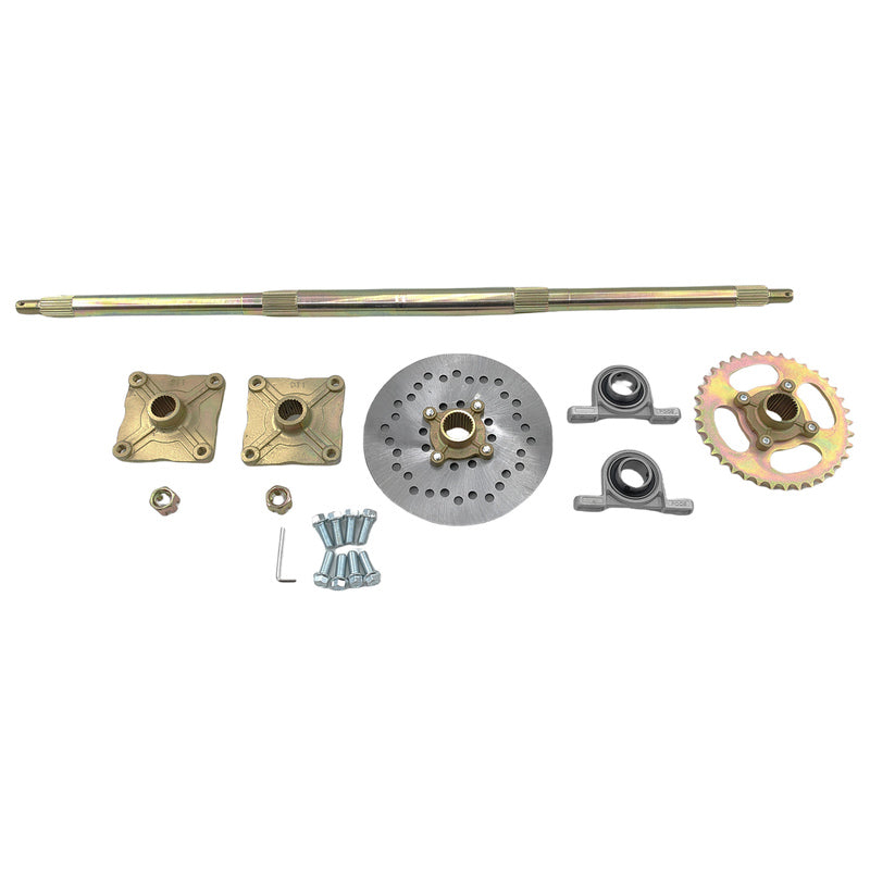 810mm Rear Axle Kit 25mm Shaft Assy Sprocket Hub Fit For Go Kart Rotor ATV Quad Bike RAK-ATV001 - Machter