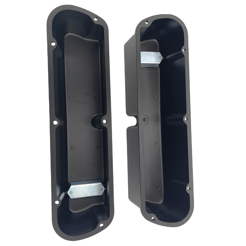 Black Ribbed Aluminum Valve Covers Tall With Hole Fit For Ford SB Windsor 289 302 351 RCM-FD001 - Machter