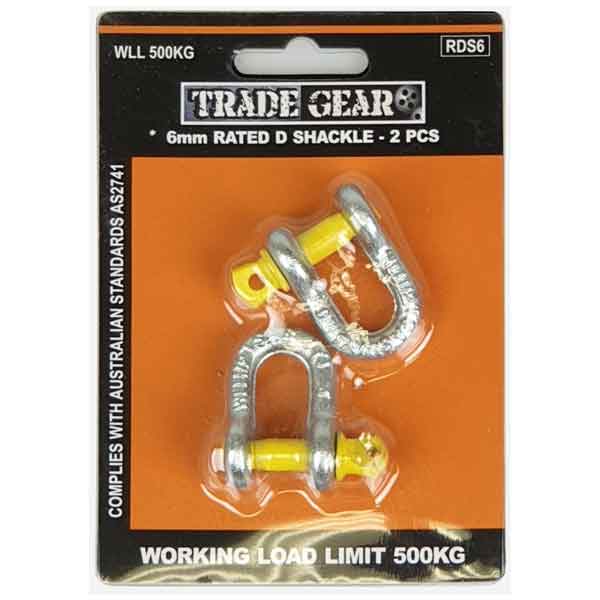D Shackles Twin Pack 500kg 6mm (1/4") - Trade Gear