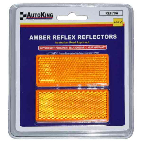 Reflectors Pair Amber 70 x 28mm UV Stabilised - AUTOKING | Universal Auto Spares