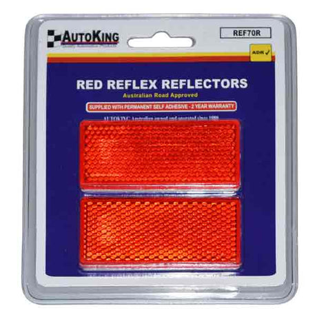 Reflectors Pair Red 70 x 28mm UV Stabilised - AUTOKING | Universal Auto Spares