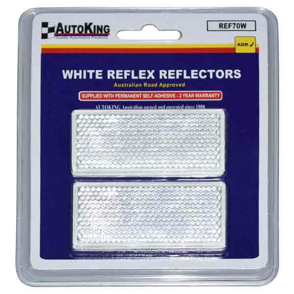 Reflectors Pair White 70 x 28mm UV Stabilised - AUTOKING