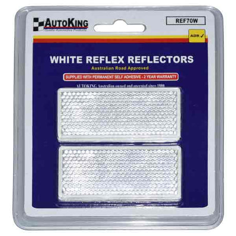 Reflectors Pair White 70 x 28mm UV Stabilised - AUTOKING | Universal Auto Spares