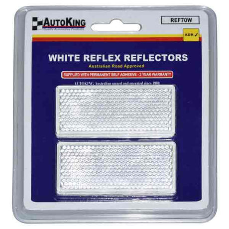 Reflectors Pair White 70 x 28mm UV Stabilised - AUTOKING