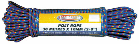 Diamond Braided Poly Rope, 30mtr x 10mm (10′ x 38") - LoadMaster