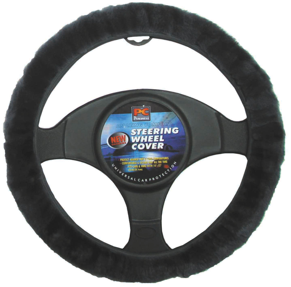 Steering Wheel Cover 38cm Sheep Skin Charcoal - PC Procovers