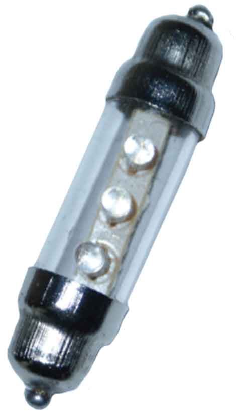 White LED Replacement Interior Light Globe 270 12V 10mm x 41mm SV 8.5-8 - Motolite