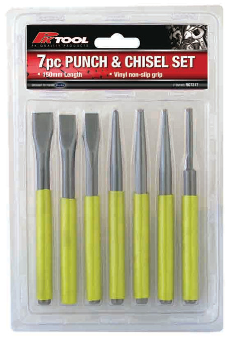7 Pieces 150mm (6”) Punch & Chisel Set Cold Chisel, Taper Punch & More - PKTool