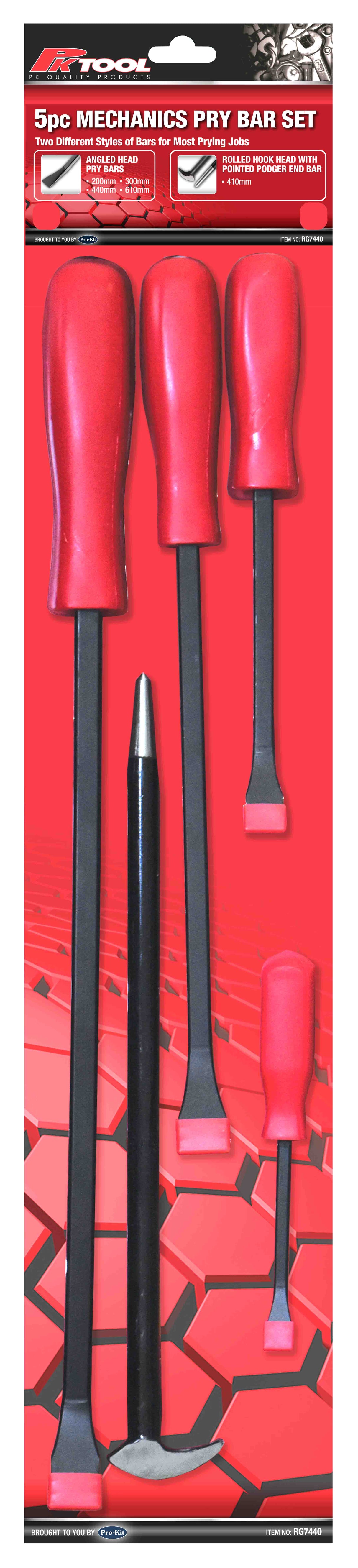 5 Pieces Pry Bar Set 45 Degree Bend - PKTool