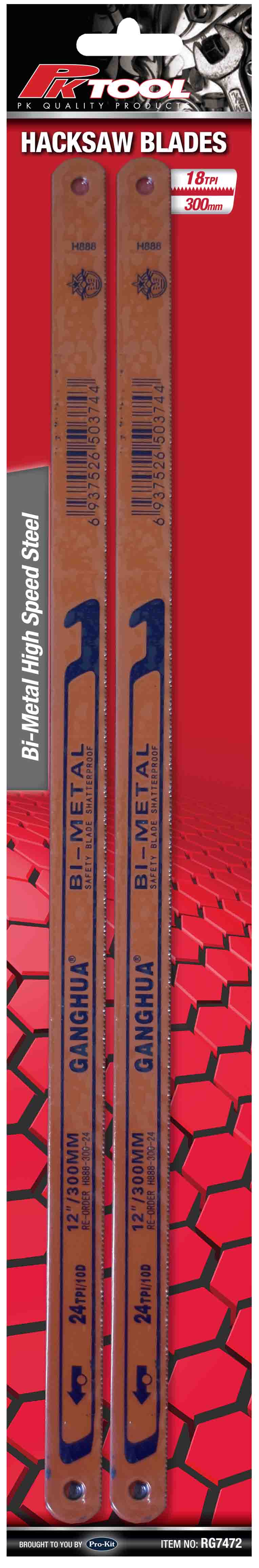 Hacksaw Blades 30cm (12") 2 Pieces 12″ B1 Metal 18, 24 & 32 Teeth - PKTool 18 Teeth inch