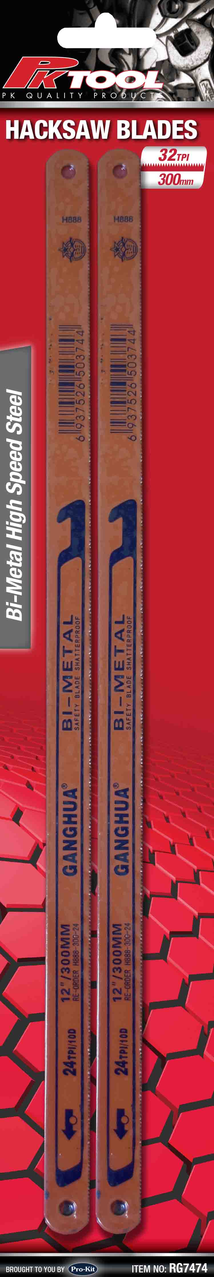 Hacksaw Blades 30cm (12") 2 Pieces 12″ B1 Metal 18, 24 & 32 Teeth - PKTool 32 Teeth inch