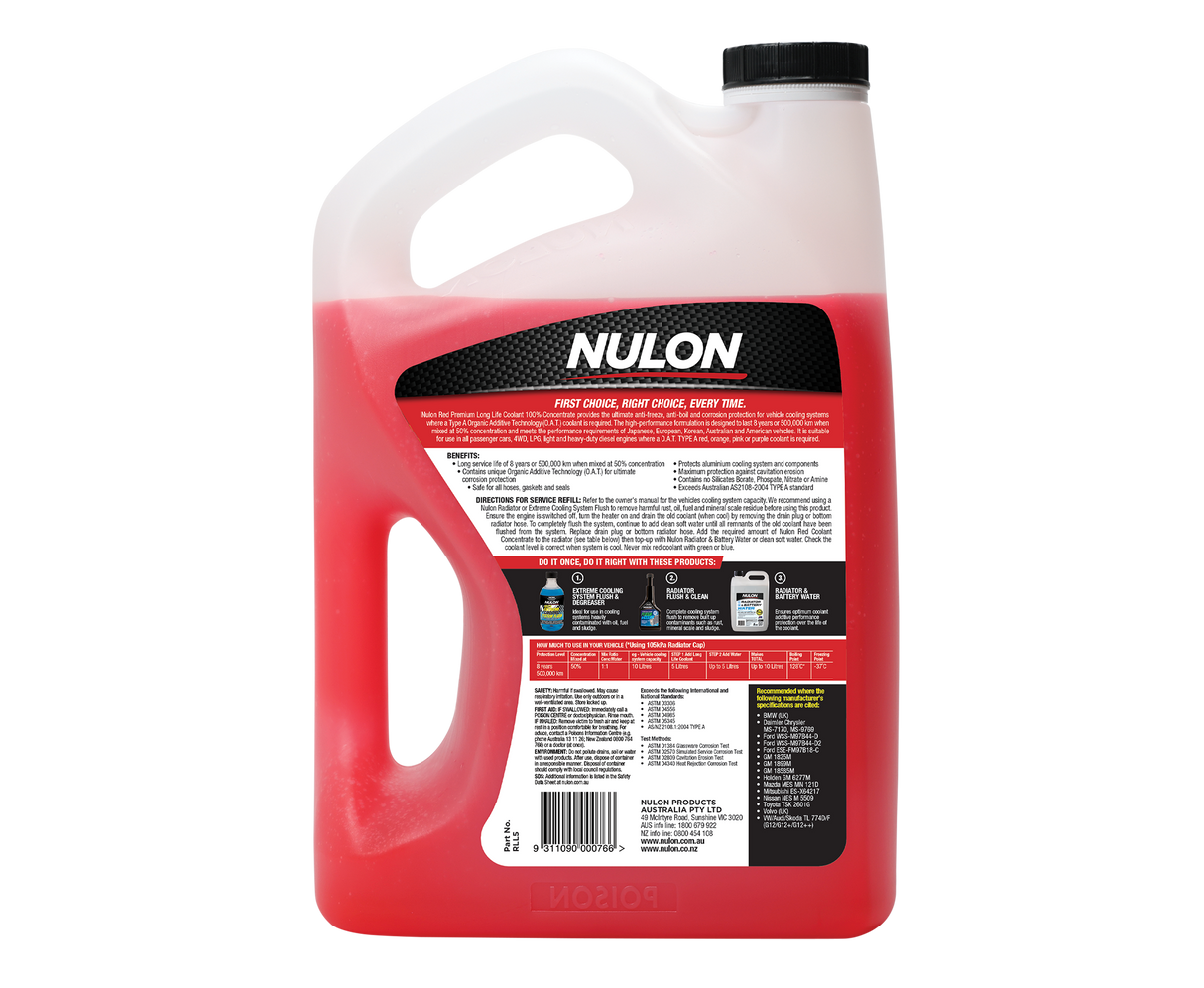 Red Premium Long Life Coolant 100% Concentrate - Nulon | Universal Auto Spares