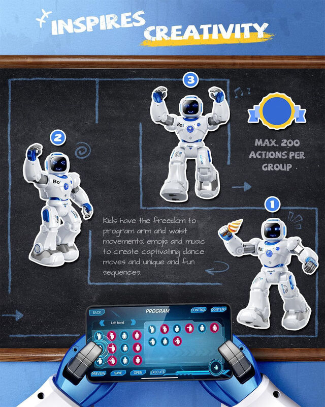 Remote Control Robotic Toys Blue Smart RC Robot Toy Talking Dancing Robots for Kids perfect gift Christmas ROBOT-001 - Machter