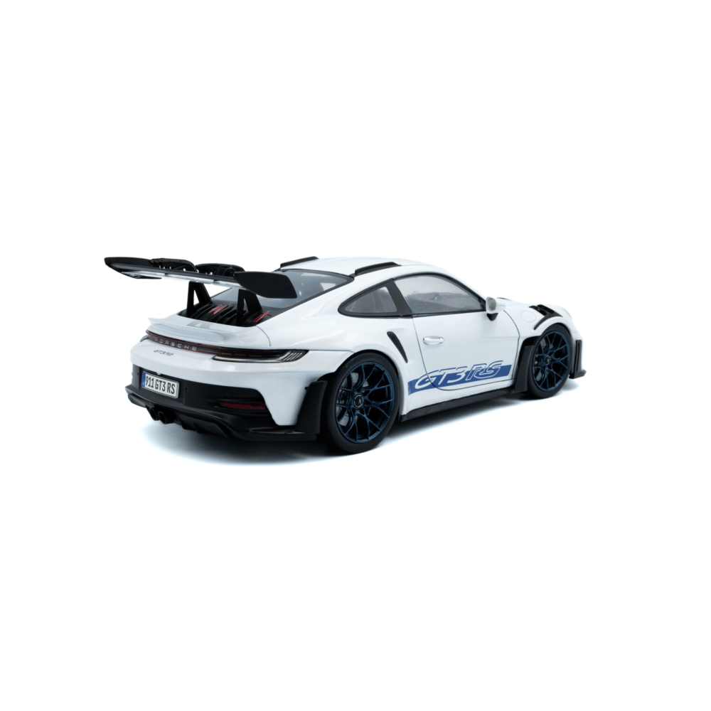2024 Porsche 911 GT3 RS White with Blue Stripes Diecast Model Car 1:18 Scale (Approx. 25cm) Collectible | Universal Auto Spares