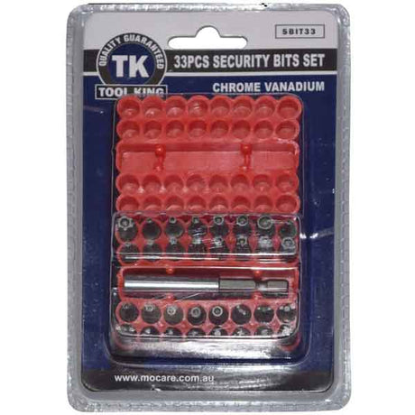 Security Star & Torx Bits Set 33 Piece With Plastic Holder - Tool King