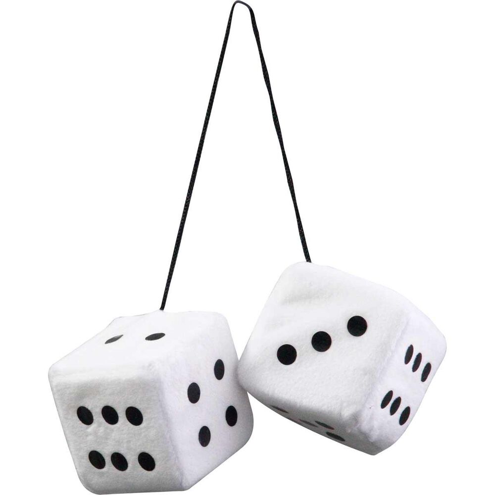 Groovy Fluffy Dice Red, White, Pink, Black & Blue - JetCo White