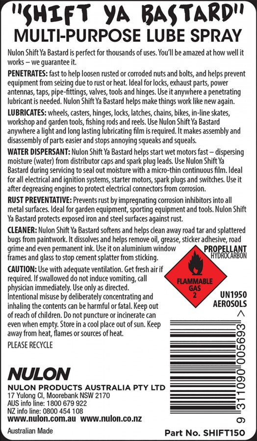 Shift Ya Bastard Multi-Purpose Lube Spray - Nulon