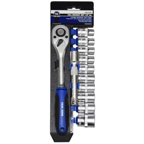 Socket & Ratchet Set 12 Piece MET 1/2" Drive 125mm Extension Bar - Tool King