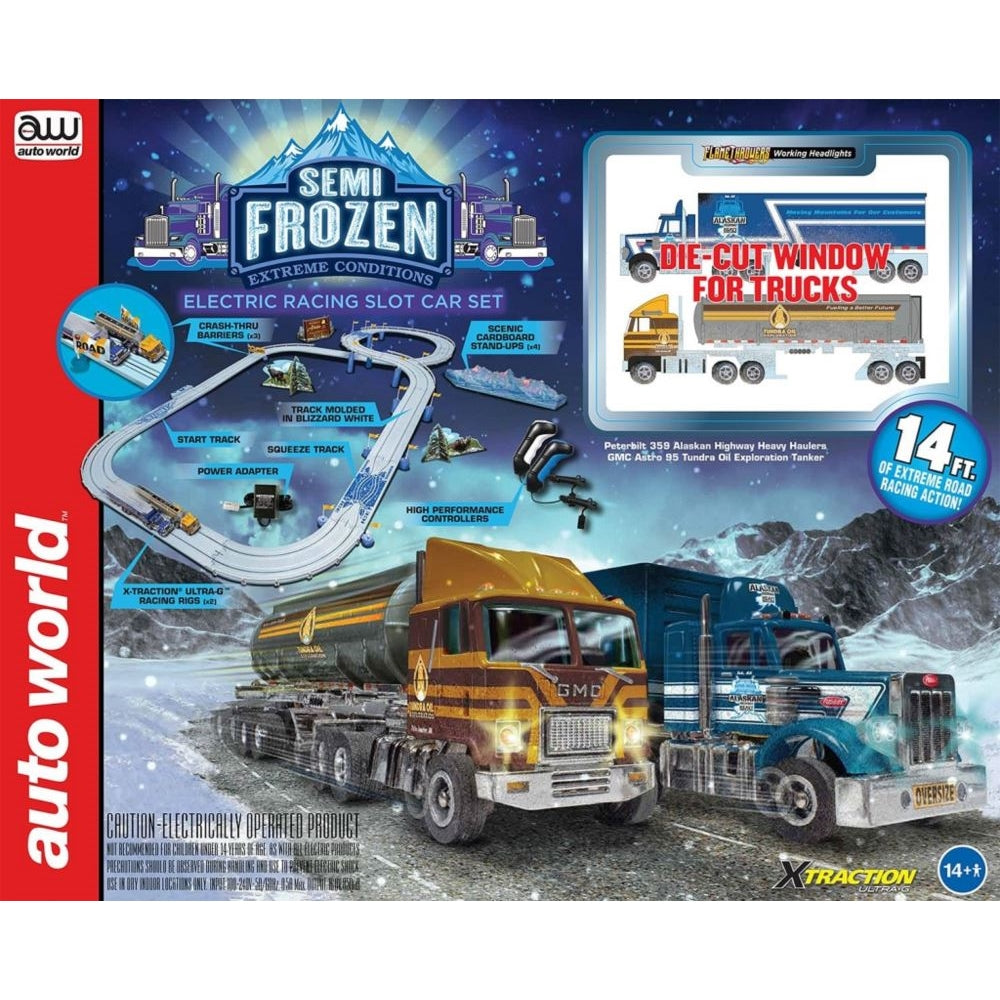 Semi Frozen Extreme Condition Slot Car Race Set with 14ft Track Collectible - Diecast Models