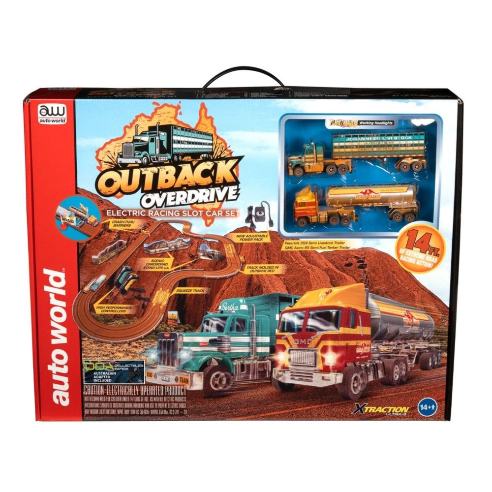 Outback Overdrive Truckers Slot Car Race Set with 14ft Track Collectible - Diecast Models