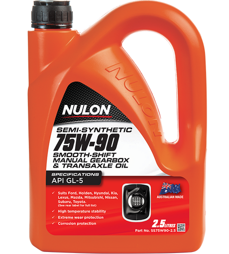 Semi Synthetic 75W-90 Smooth Shift Manual Gearbox & Transaxle Oil - Nulon 2.5