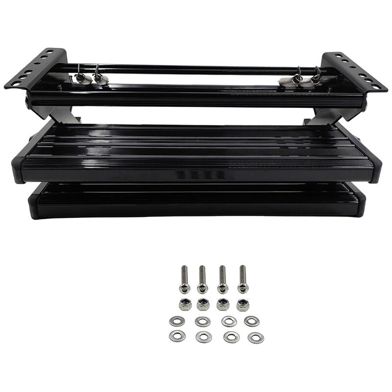 Double Caravan Step With Screws Kit Aluminum Black Pull Out Folding Fit For RV Camper Trailer STEP-003 - Machter