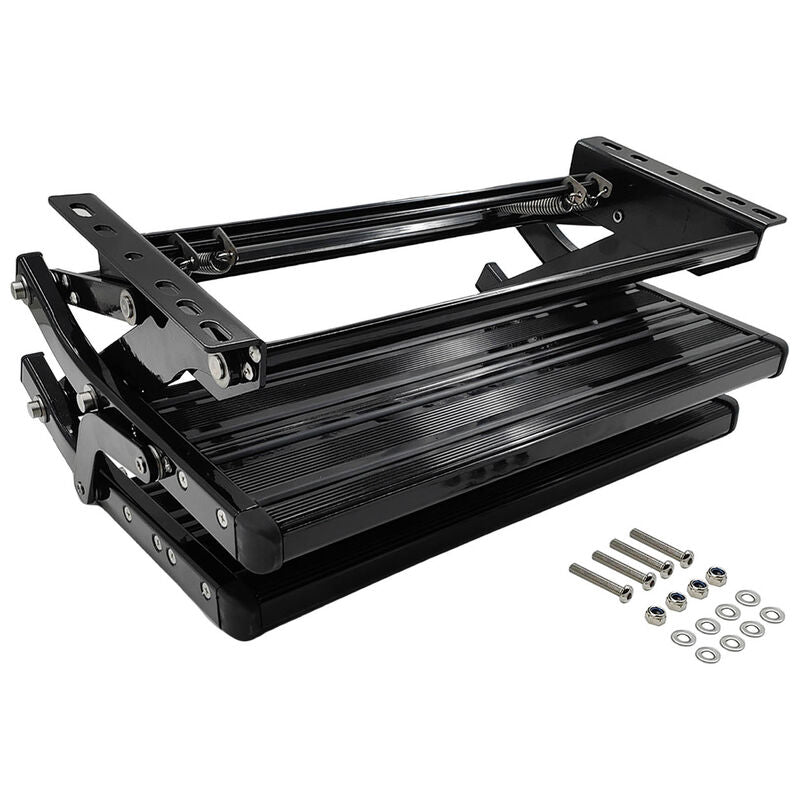 Double Caravan Step With Screws Kit Aluminum Black Pull Out Folding Fit For RV Camper Trailer STEP-003 - Machter