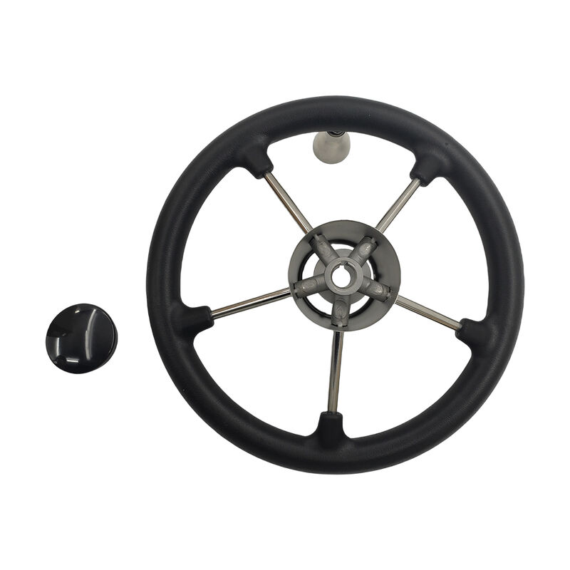 13-1/2'' Inch 5-Spoke Destroyer Style Boat Steering Wheel With Knob & Center Cap SWHEEL-BT01 - Machter